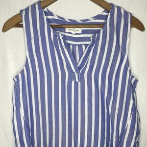 Beach Lunch Lounge Dress Striped Sleeveless Coverup Womens Size S Blue White